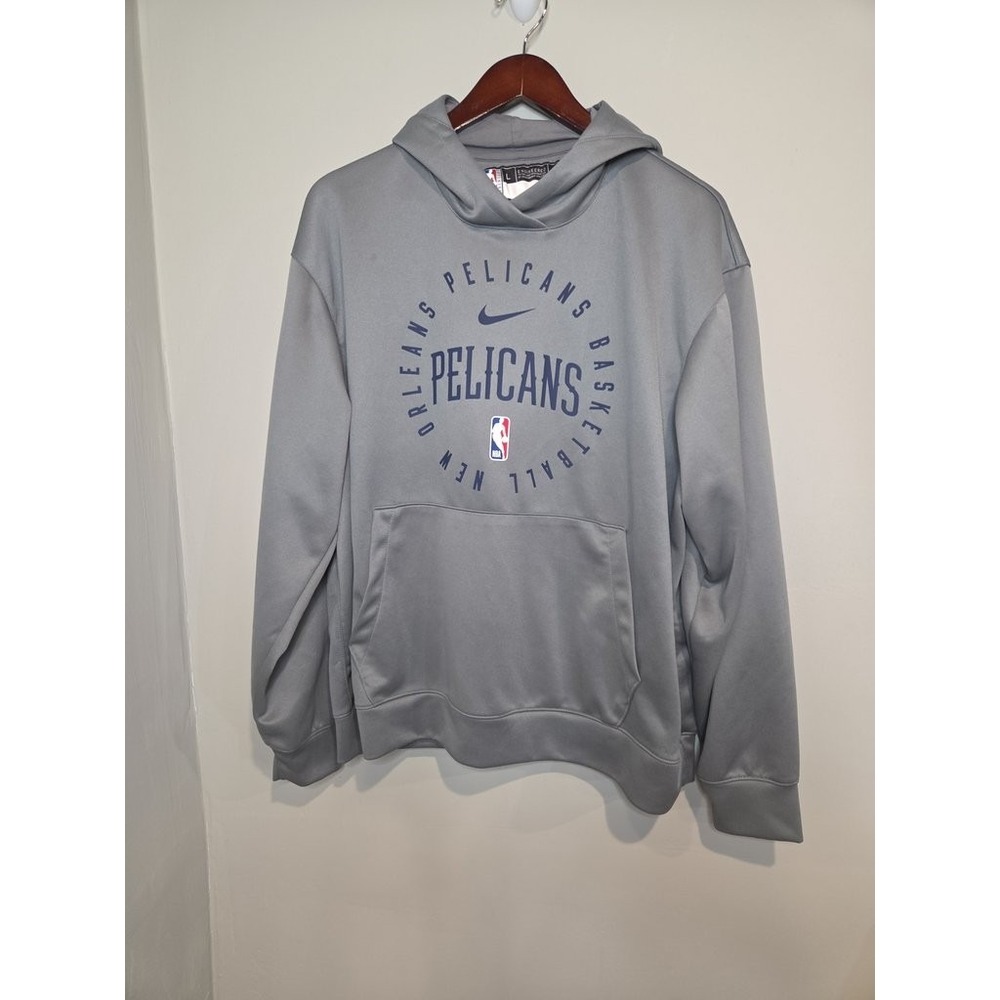 Nike New Orleans Pelicans NBA Basketball Hoodie Mens Large Gray Dri-FIT Pullover